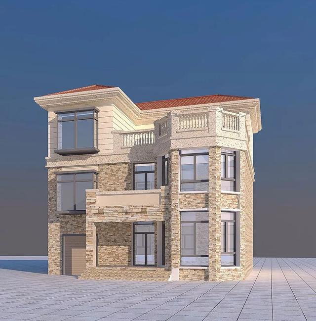 三層農村自建房，帶露臺和車庫小洋房，造價25-30萬，實用好看造價也不高。