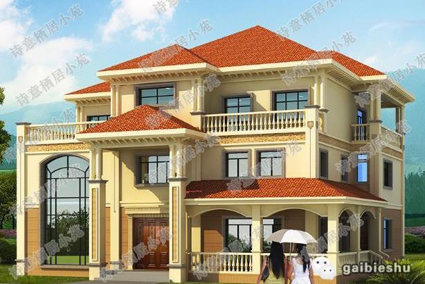 歐式三層別墅設計圖，美觀實用，主體造價65萬。