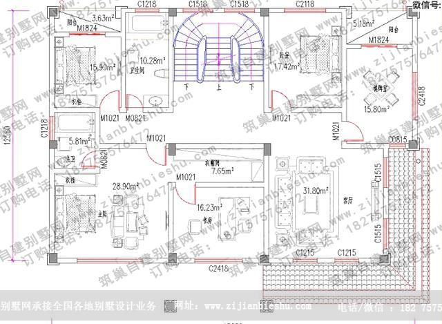 歐式三層別墅設計圖，美觀實用，主體造價65萬。