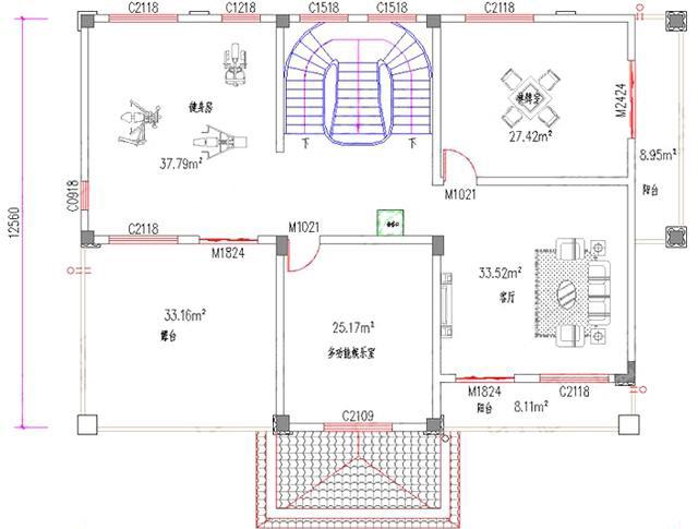 歐式三層別墅設計圖，美觀實用，主體造價65萬。
