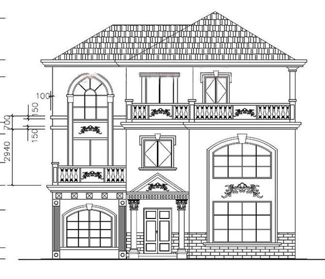 三層農村別墅設計圖，占地面積適中，帶車庫+露臺，造價低廉，造型美觀大氣。