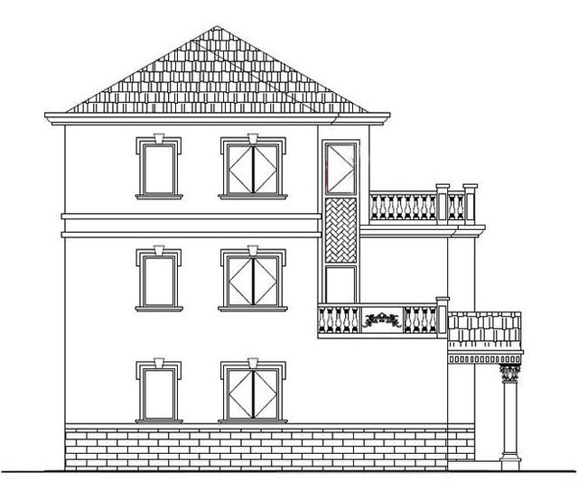 三層農村別墅設計圖，占地面積適中，帶車庫+露臺，造價低廉，造型美觀大氣。
