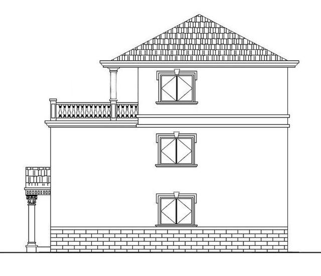 三層農村別墅設計圖，占地面積適中，帶車庫+露臺，造價低廉，造型美觀大氣。