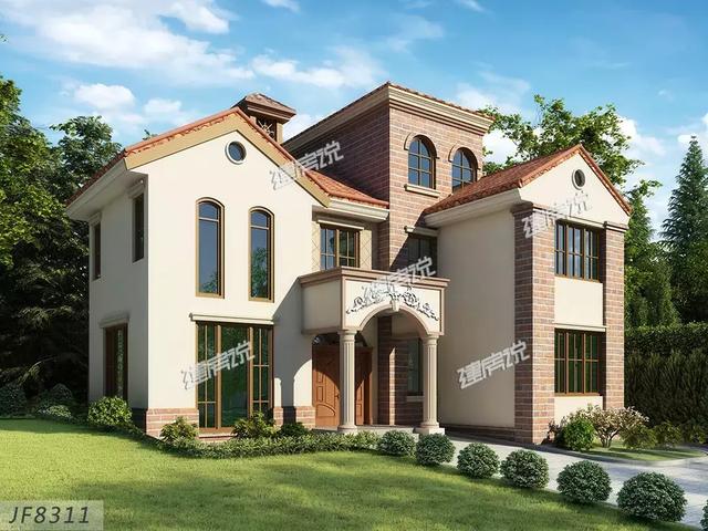 田園三層歐式別墅設(shè)計圖，外觀端莊大氣，戶型設(shè)計更是優(yōu)秀，只怕你蓋完馬上轟動全村。