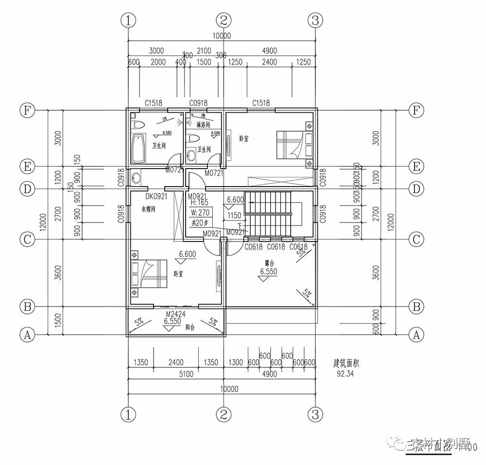 10X12米雙車庫三層農村別墅圖，時尚外觀，車多也不怕