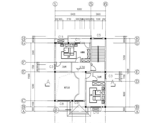 農(nóng)村四層別墅設(shè)計(jì)圖，占地面積105平方米，帶露臺(tái)，主體造價(jià)40萬。