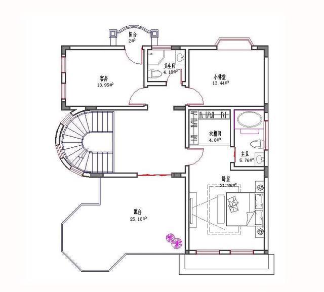 三層地中海風(fēng)格別墅設(shè)計(jì)圖，開間進(jìn)深11米×12米，主體造價(jià)45萬。