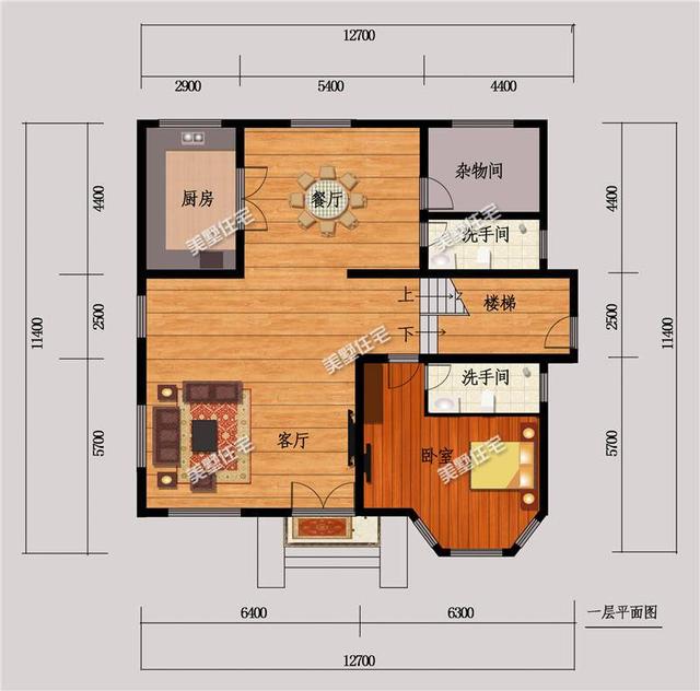 歐式三層農村別墅設計圖，布局好，時尚，挑空復式樓11X11米，七室三廳！