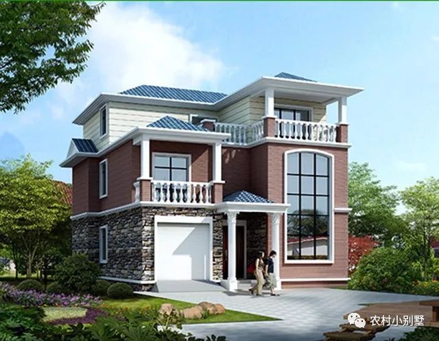 11x13米磚混農村三層帶露臺小樓圖，主體造價 25-30萬