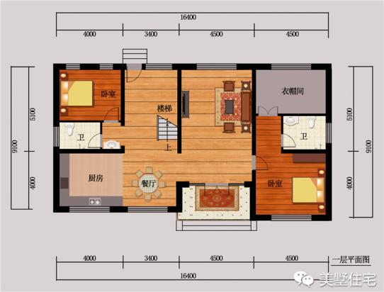 二層中式別墅設計圖，帶庭院有涼亭，保留傳統又融合了現代風格