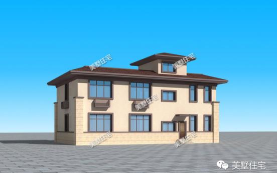 二層中式別墅設計圖，帶庭院有涼亭，保留傳統又融合了現代風格