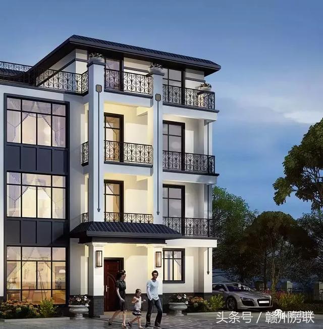 新中式別墅設(shè)計(jì)圖，建筑面積500平，配色經(jīng)典大方，表現(xiàn)出東方文化的內(nèi)斂氣質(zhì)