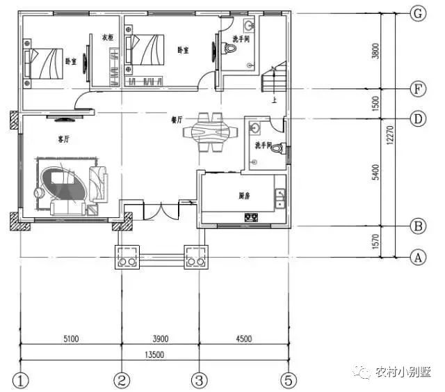 13.5×12米三層大落地窗農村房屋設計圖，在村里建倍有面子