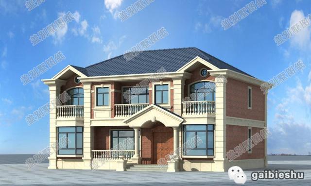 造價30萬的二層別墅設計圖，開間15米，進深11米，采用多飄窗設計，外觀奢華大氣。