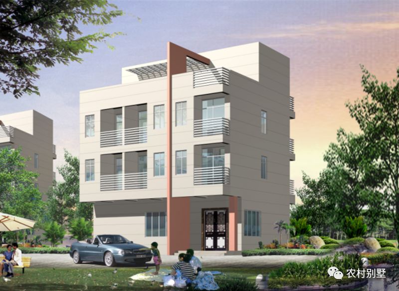 12x8現代四層米農村自建房圖，可商住兩用