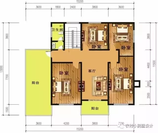 開間15米進深11.5米三層帶車庫別墅設計圖，外觀精美