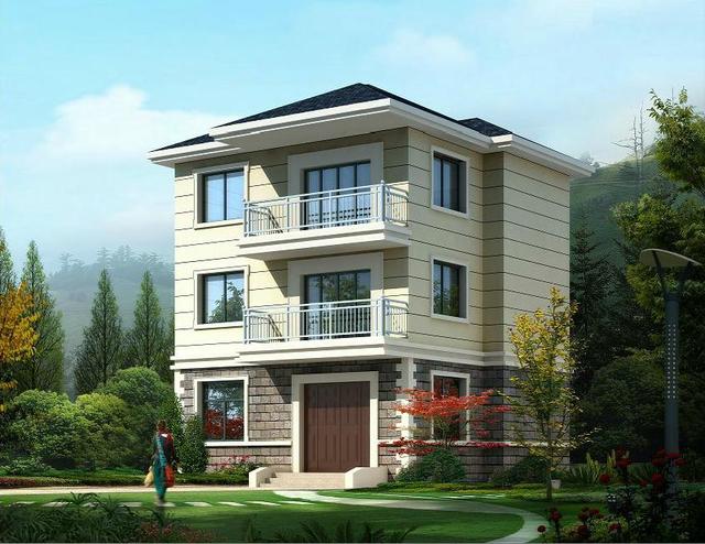 三層農(nóng)村小戶型別墅設(shè)計(jì)圖，簡(jiǎn)歐風(fēng)格，占地面積不足100平米，造價(jià)非常低，適合農(nóng)村蓋房。