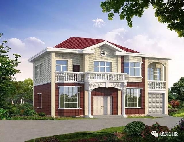 三棟都是面寬超過16米的兩層別墅設計圖，第二棟氣勢直逼城市豪宅。