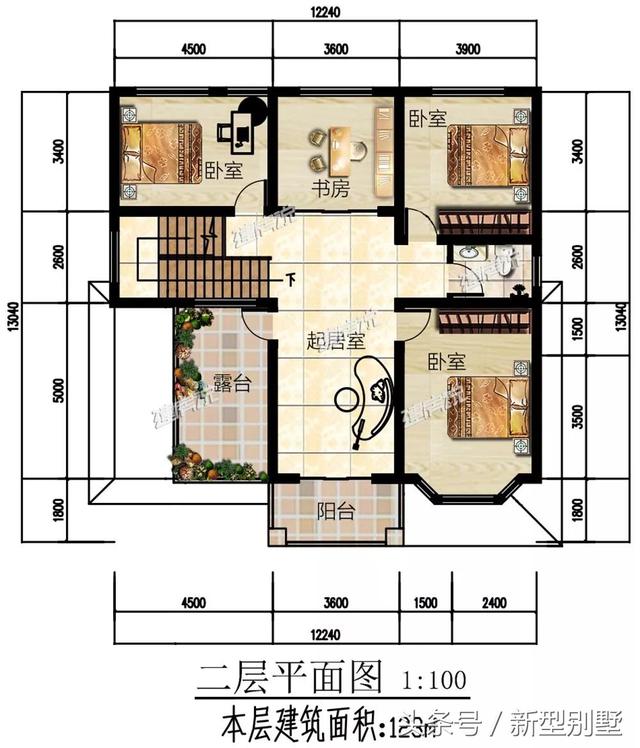 二層農村別墅設計圖，占地148平方米，造型錯落有致，非常高檔，夜晚后燈光特別美，你心動了嗎？