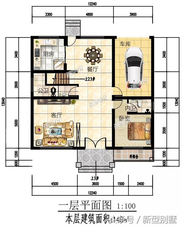 二層農村別墅設計圖，占地148平方米，造型錯落有致，非常高檔，夜晚后燈光特別美，你心動了嗎？