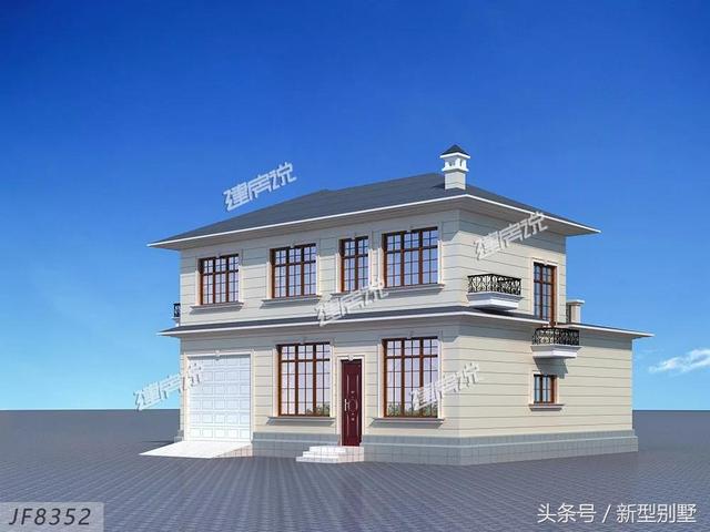 二層農村別墅設計圖，占地148平方米，造型錯落有致，非常高檔，夜晚后燈光特別美，你心動了嗎？