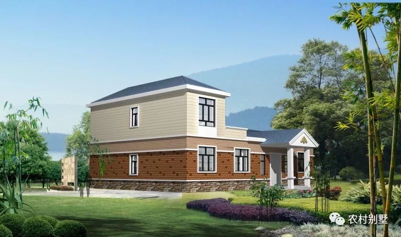 一層半農村住宅設計圖，戶型方正，四開間設計