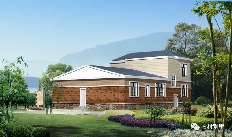 一層半農村住宅設計圖，戶型方正，四開間設計