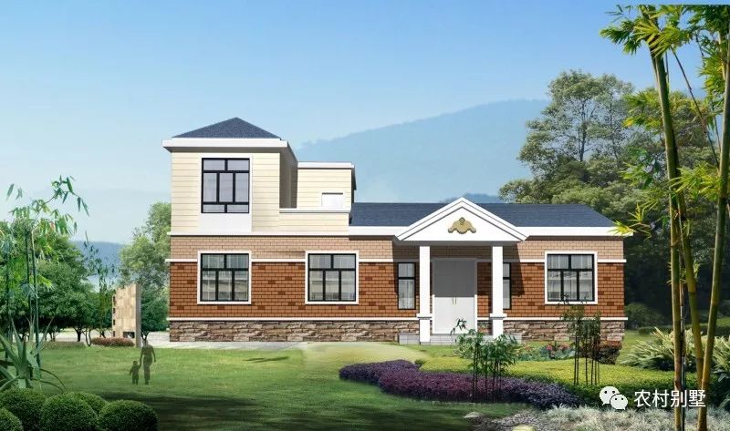 一層半農村住宅設計圖，戶型方正，四開間設計