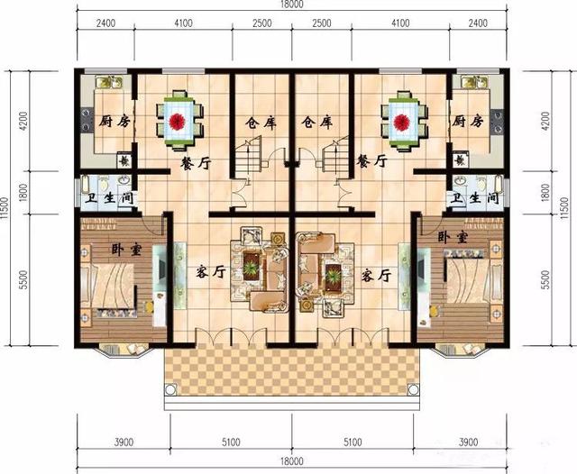 5款兄弟雙拼別墅設計圖，漂亮實用，節省造價，建一棟倍兒有面子