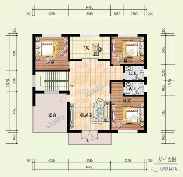 6臥4衛(wèi)二層別墅設(shè)計(jì)圖，簡(jiǎn)單耐看實(shí)用，戶型方方正正，建在農(nóng)村很合適