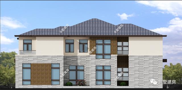 大面寬二層農村自建房，19X19.7米，空間布局一樣緊湊，利用充分。