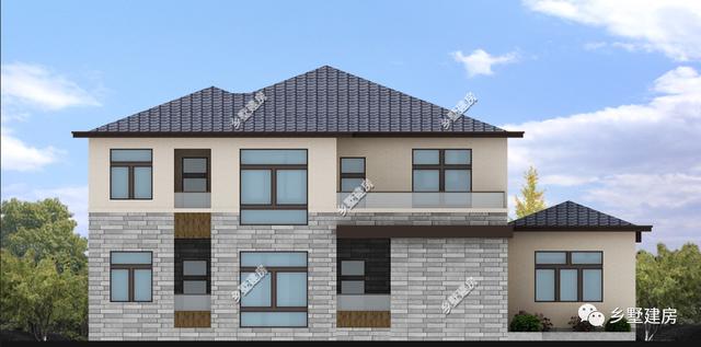 大面寬二層農村自建房，19X19.7米，空間布局一樣緊湊，利用充分。