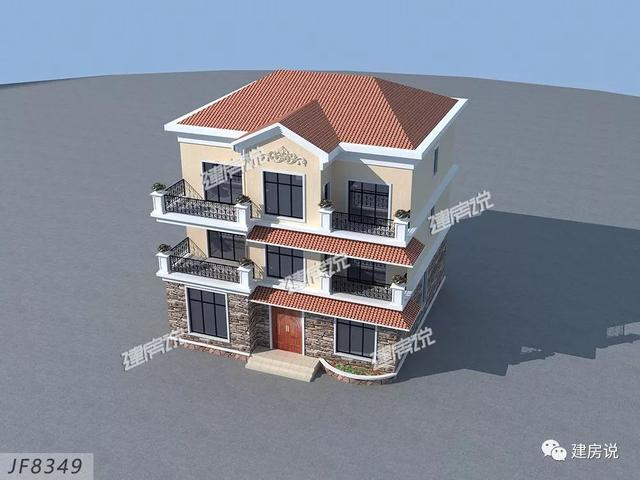 三層歐式別墅設計圖，占地方正，配色優雅，建在農村絕對人人羨慕