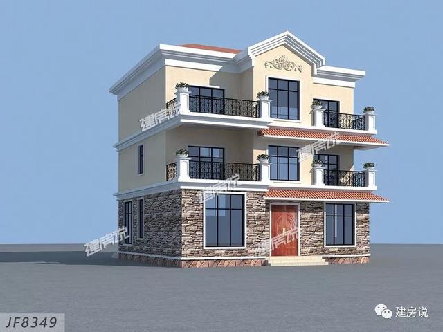 三層歐式別墅設計圖，占地方正，配色優雅，建在農村絕對人人羨慕