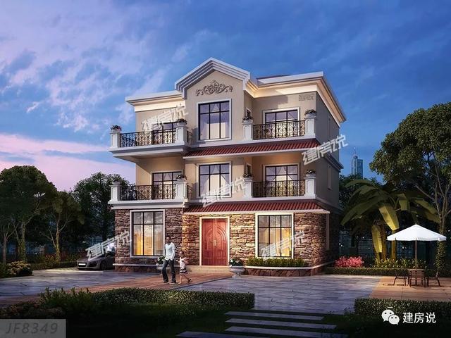 三層歐式別墅設計圖，占地方正，配色優雅，建在農村絕對人人羨慕