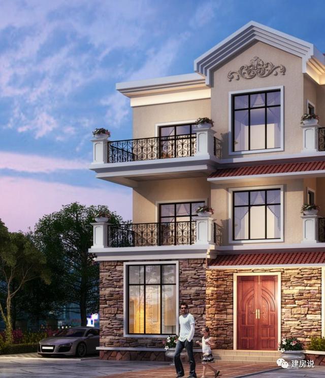 三層歐式別墅設計圖，占地方正，配色優雅，建在農村絕對人人羨慕