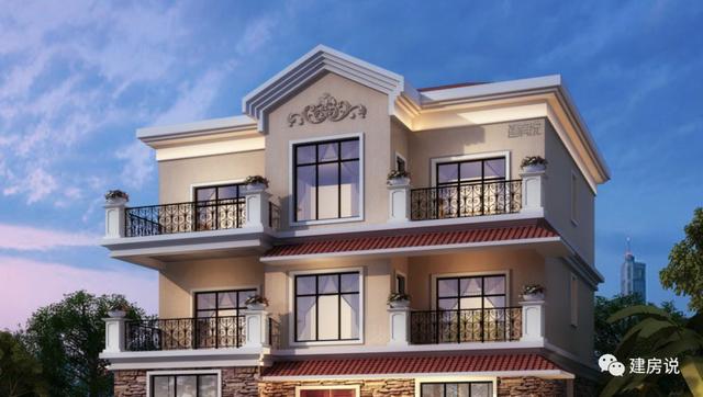 三層歐式別墅設計圖，占地方正，配色優雅，建在農村絕對人人羨慕