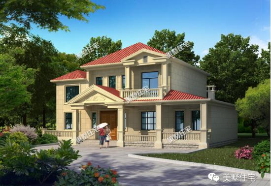 二層農村別墅設計圖，外觀相當的簡單大方，很適合農村建