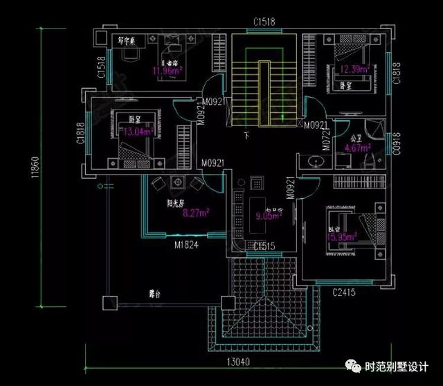 三層歐式別墅設計圖，11X13米，外觀大氣穩重，內部居住舒適