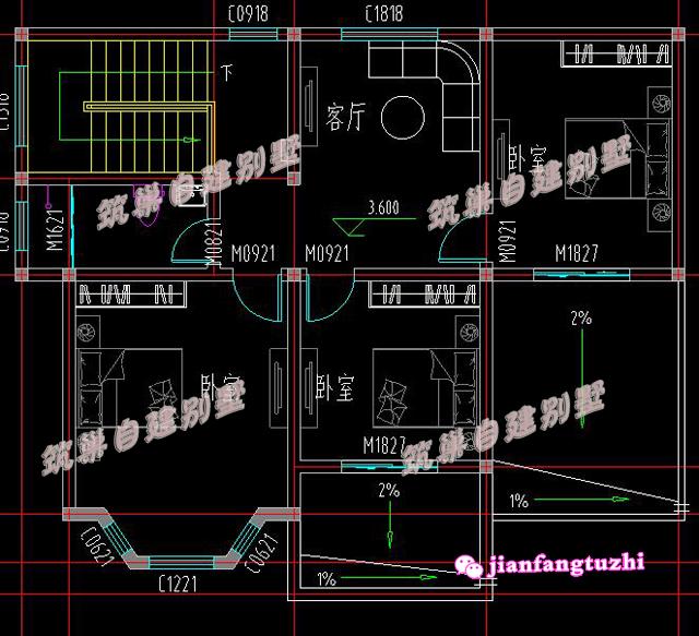 推薦一款戶型帶有車庫及堂屋設計，占地120平米左右的二層農村別墅設計圖，不帶裝修，毛坯造價20萬以內!