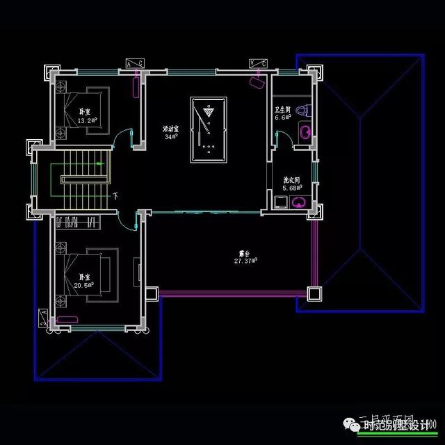 帶車庫(kù)和書房的三層復(fù)式別墅設(shè)計(jì)圖，歐式風(fēng)格適合農(nóng)村自建