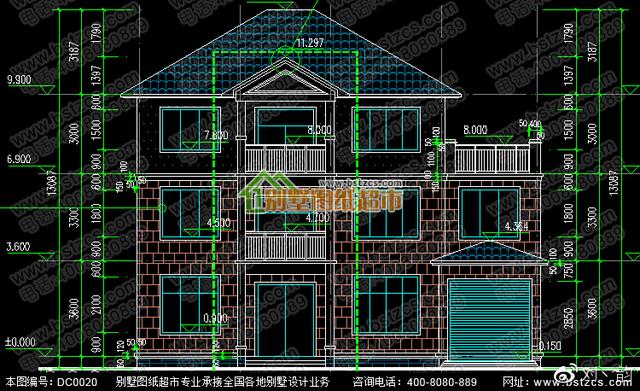 喜歡三層別墅帶大車庫的朋友 可以看看    別墅設計效果圖及施工圖