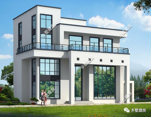 這樣的自建房別墅夠豪氣嗎，占地面積小，但是住房總面積會大很多。