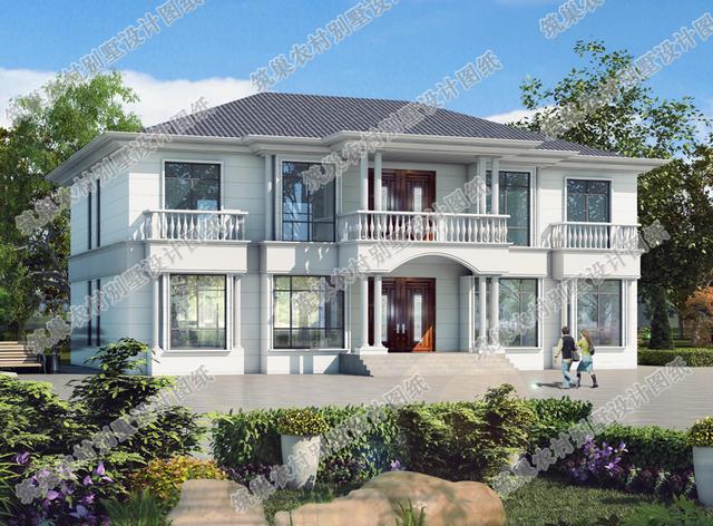 新出45萬二層農(nóng)村別墅全套施工效果圖， 清新明亮，戶型開間較大，方便現(xiàn)代人的生活。