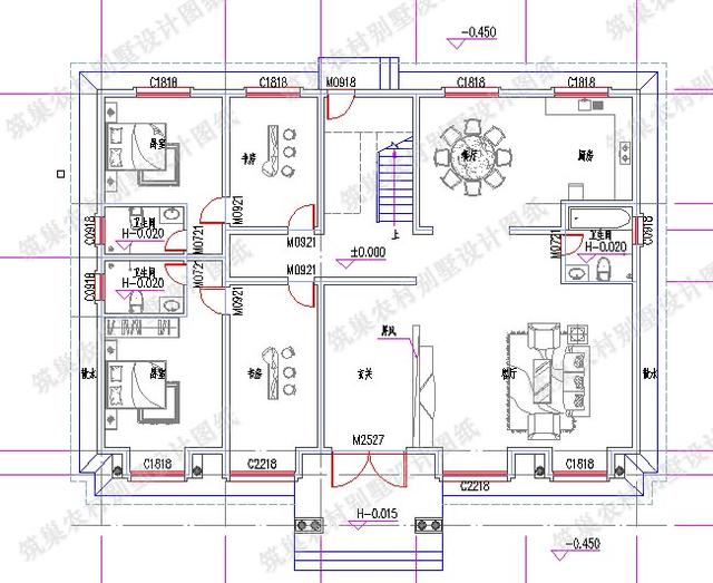新出45萬二層農(nóng)村別墅全套施工效果圖， 清新明亮，戶型開間較大，方便現(xiàn)代人的生活。