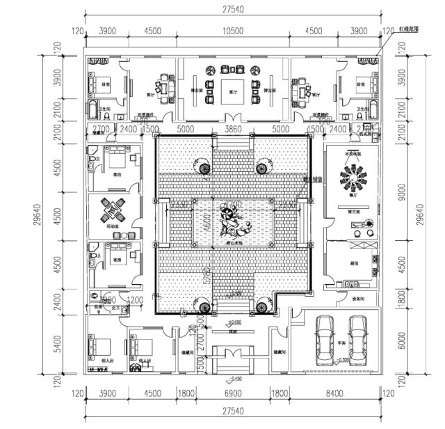 新型四合院設計圖，占地800平米，到處透著古香古色，陽光照進走廊讓四合院冬暖夏涼住著非常舒服。