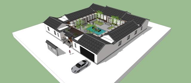 新型四合院設計圖，占地800平米，到處透著古香古色，陽光照進走廊讓四合院冬暖夏涼住著非常舒服。