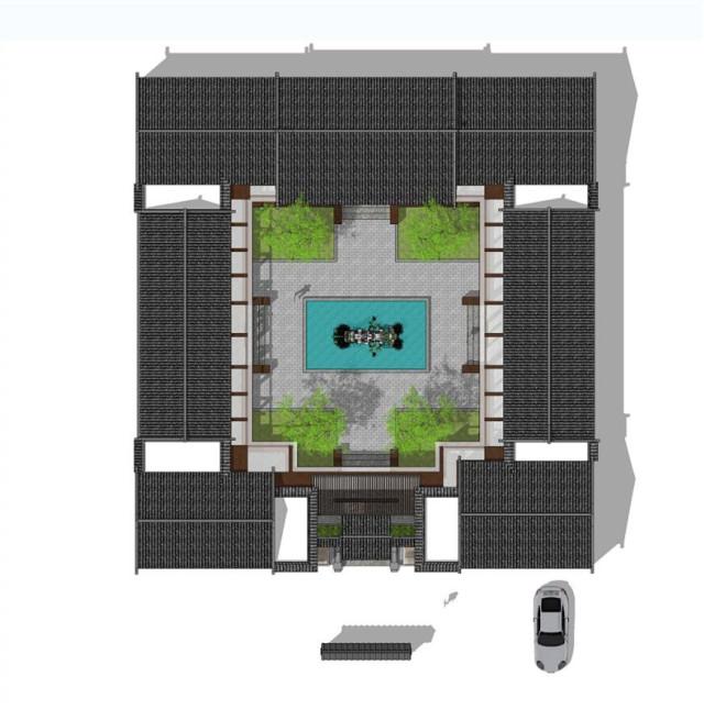 新型四合院設計圖，占地800平米，到處透著古香古色，陽光照進走廊讓四合院冬暖夏涼住著非常舒服。