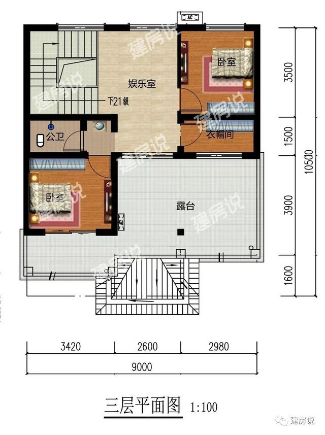90平三層別墅設計圖，磚混結構，造價30萬左右