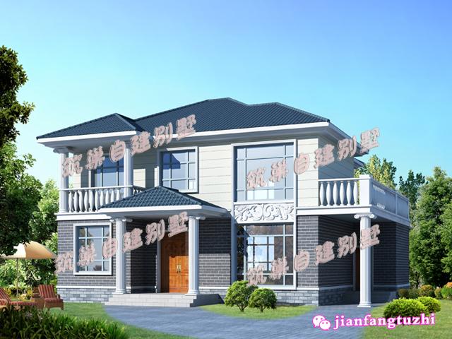 開間進深15x12米半旋轉樓梯二層農村自建別墅設計圖，造價經濟，居住舒適